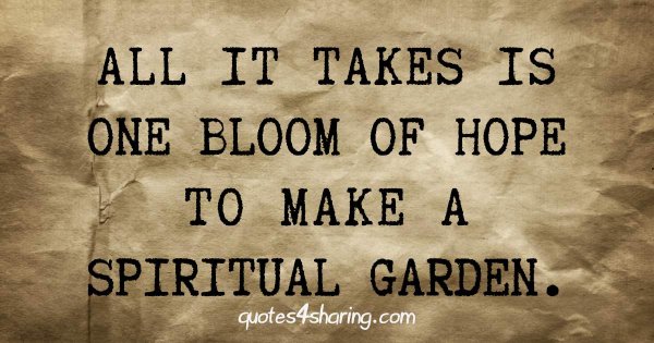 All it takes is one bloom of hope to make a spiritual garden