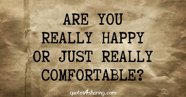 Are you really happy or just really comfortable?