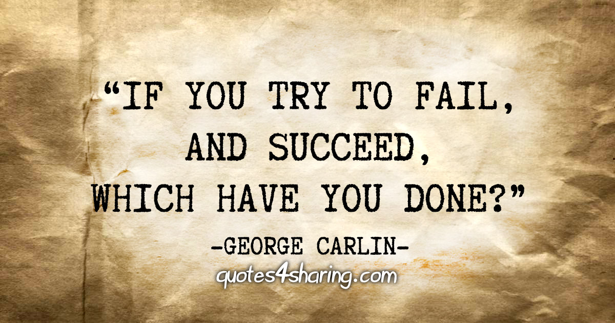 "If you try to fail, and succeed, which have you done?" - George Carlin